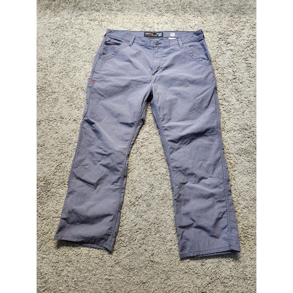 Ariat FR M4 Pants 38x30 Gray Relaxed Bootcut Ripstop Workwear CAT2 Flame Resista